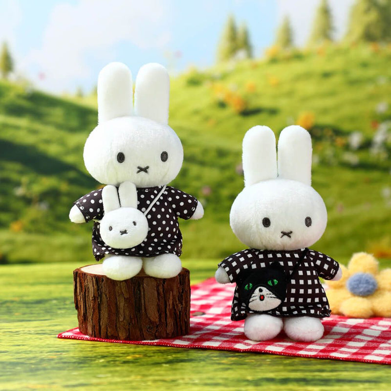 Miffy Black Checkered Dress with Cat Bag Keyring