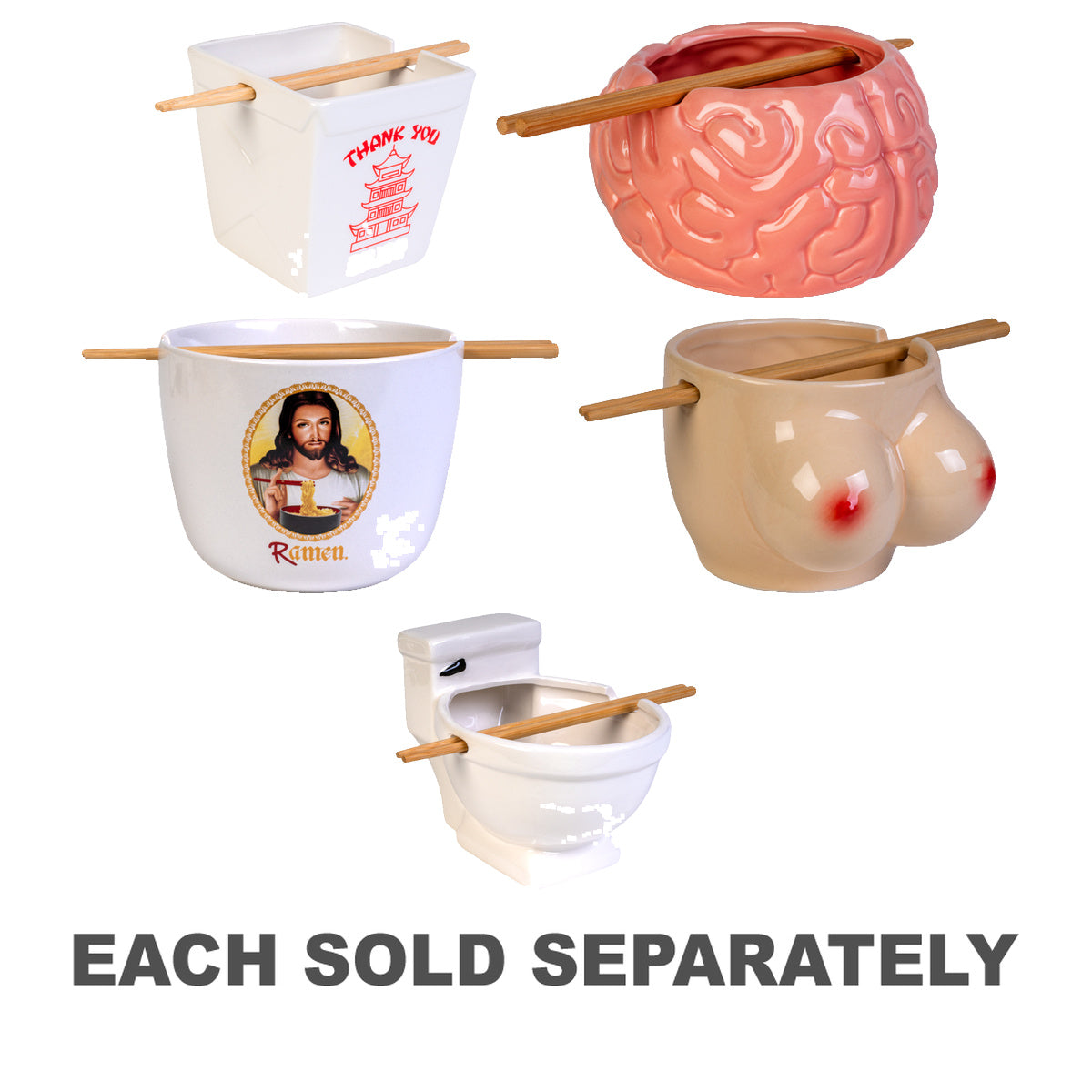Ceramic Noodle Bowl with Bamboo Chopsticks