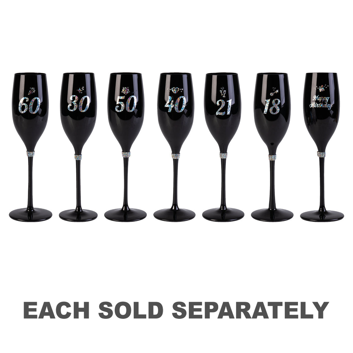 Black Luxe Birthday Champagne Flute