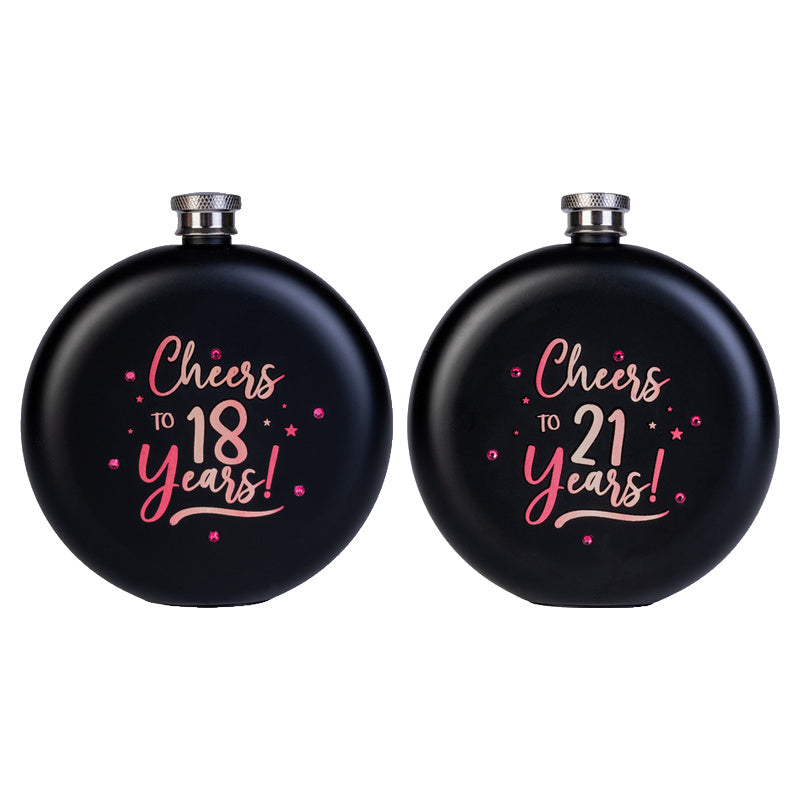 Rose Gold Birthday Round Flask