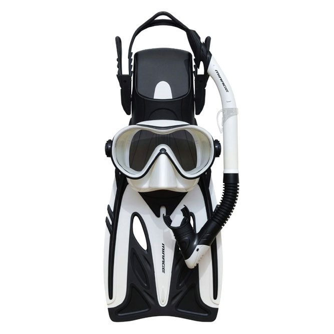 Phantom Adult Silicone Mask, Snorkel & Fin Set (White)