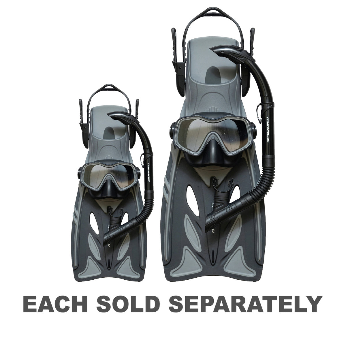 Raven Junior Silicone Mask, Snorkel & Fin Set (Black)