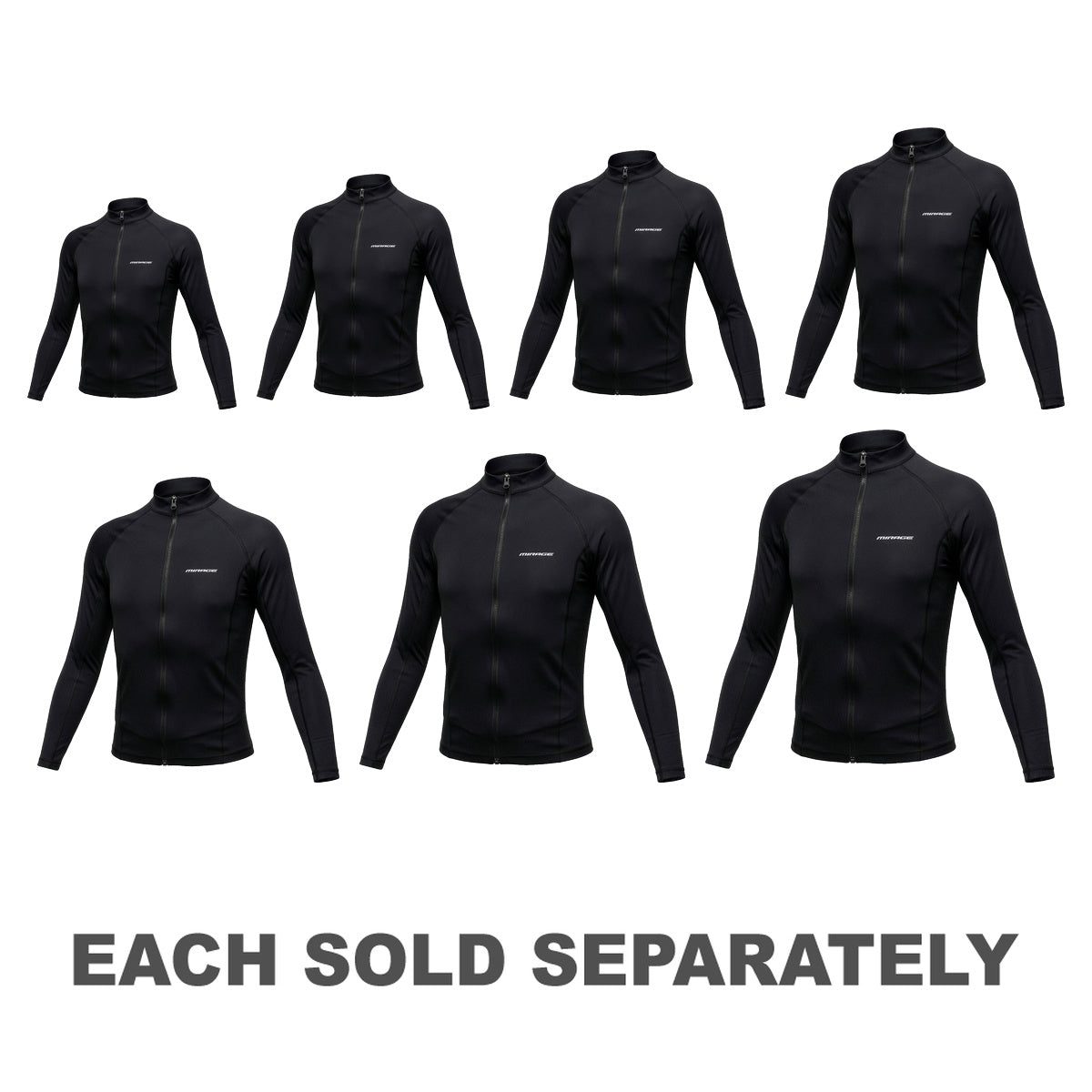 Mirage Junior Lycra Long Sleeve Front-Zip Rash Top (Black)