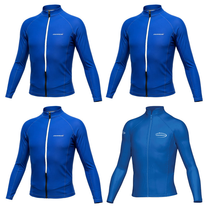 Mirage Junior Lycra Long Sleeve Front-Zip Rash Top (Blue)