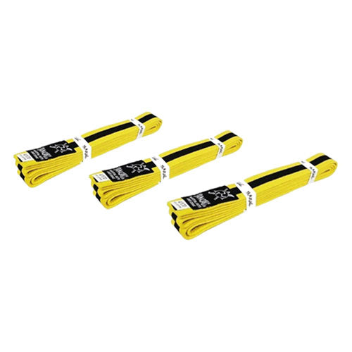 Yamasaki Coloured Martial Arts Belts w/ Black Stripe (Yellow)