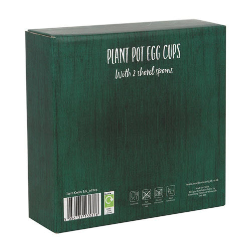 Plant Pot Ceramic Egg Cup Set with Shovel