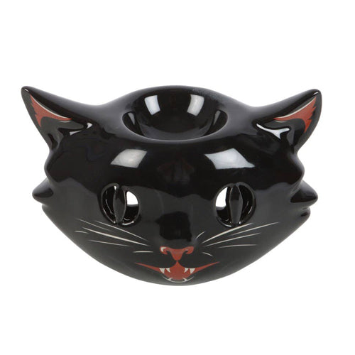 Spooky Black Cat Ceramic Oil Burner