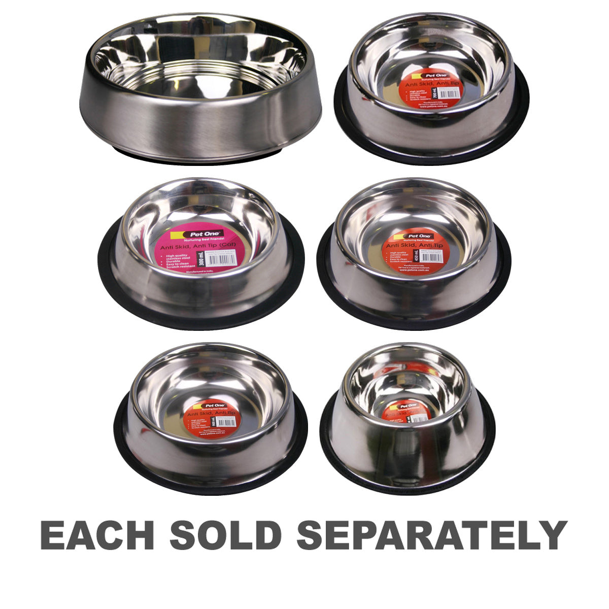 Pet One Anti Skid Anti Tip Stainless Steel Bowl