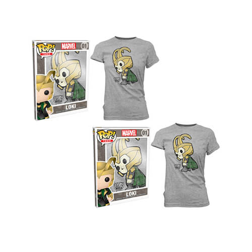 Thor Loki Pop! T-Shirt Womens Grey