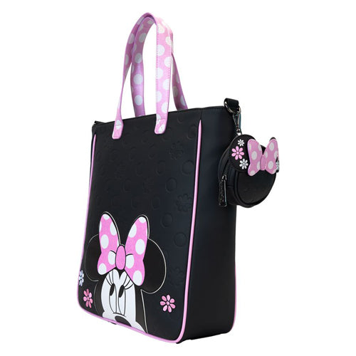 Disney Minnie Floral Rock the Dots Tote Bag w/Coin Bag
