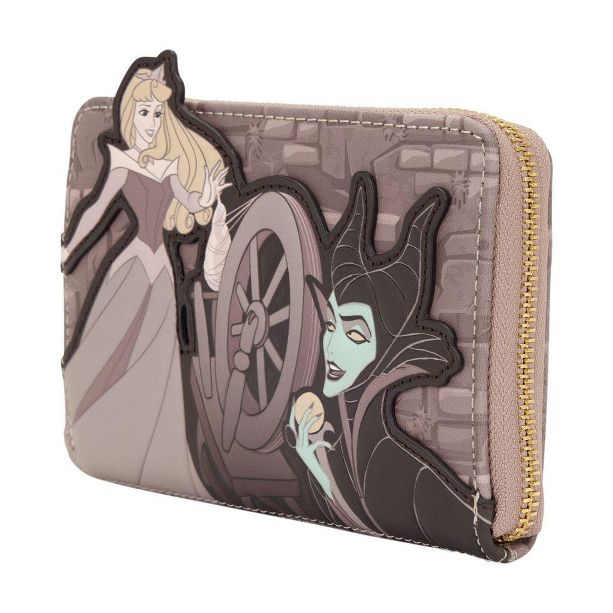 Sleeping Beauty Spinning Wheel Zip Around Wallet
