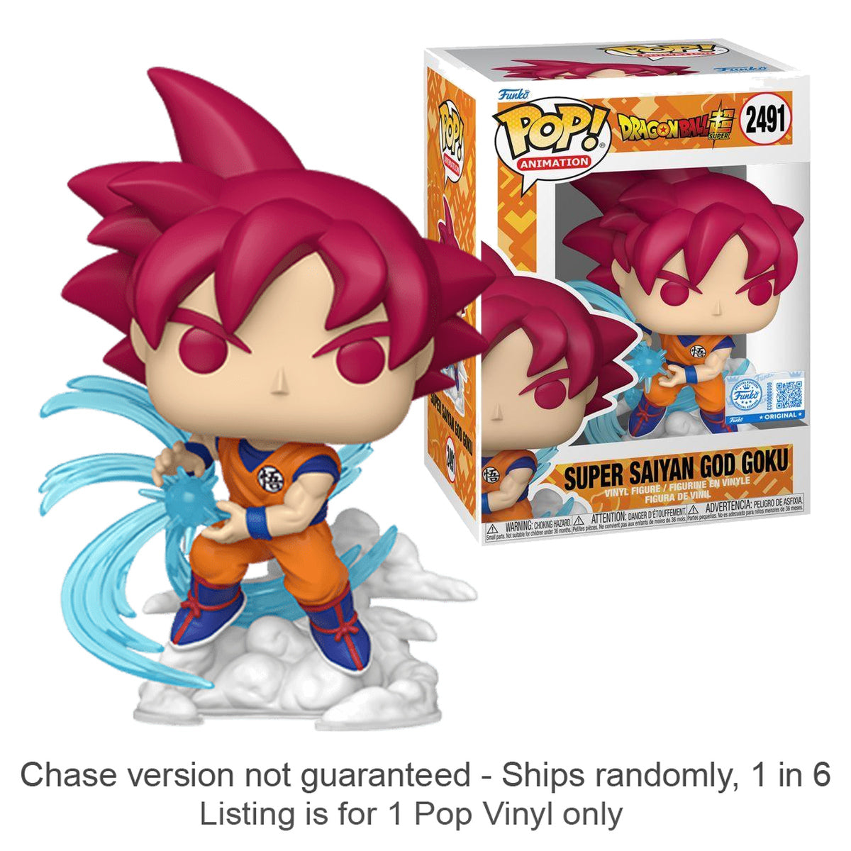 Super Saiyan God Goku Exclusive Pop Vinyl Chase Ships 1 in 6