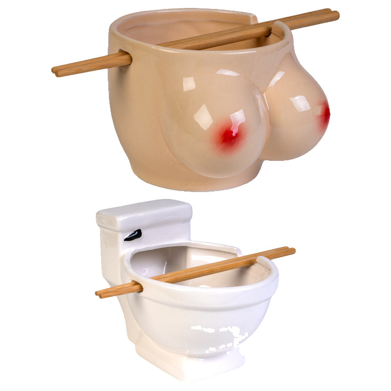 Ceramic Noodle Bowl with Bamboo Chopsticks