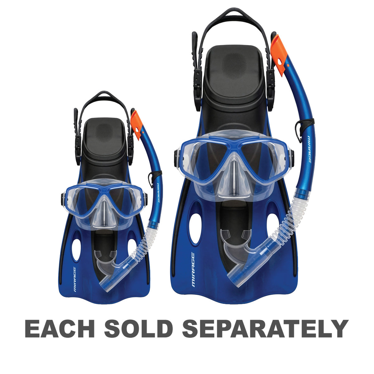 Ezi-Travel Adult Silicone Mask, Snorkel & Fin Set (Blue)