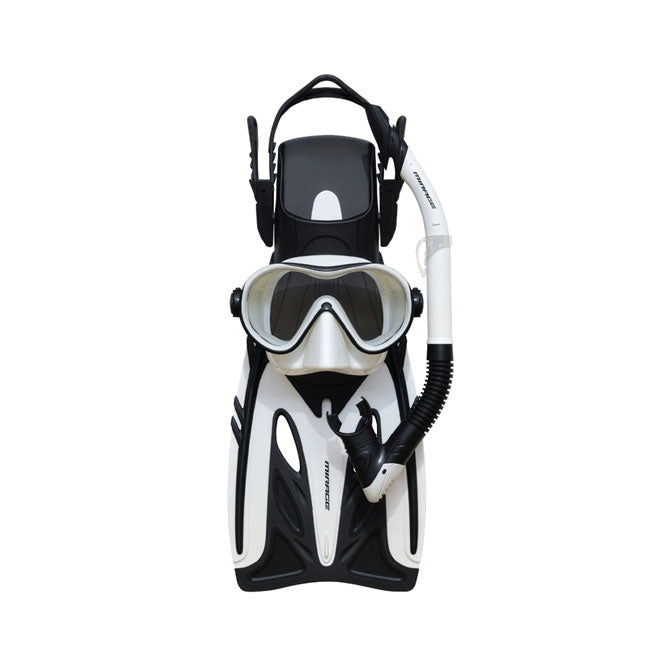 Phantom Adult Silicone Mask, Snorkel & Fin Set (White)