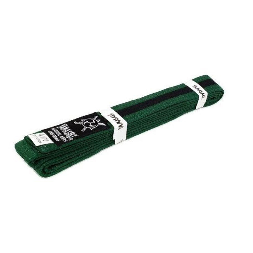 Yamasaki Coloured Martial Arts Belts w/ Black Stripe (Green)