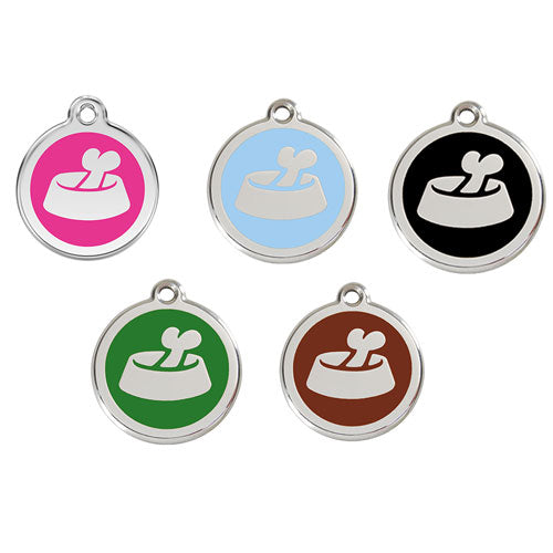 Stainless Steel Bone in Bowl Enamel Dog Tag