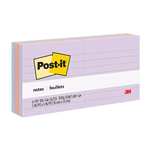 Post-it Notes Lined 76x76mm (6pk)