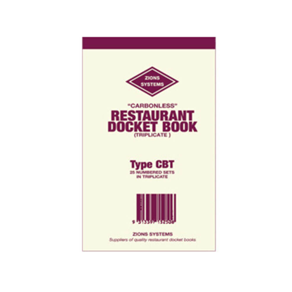 Zions Carbonless Triplicate Restaurant Docket Book
