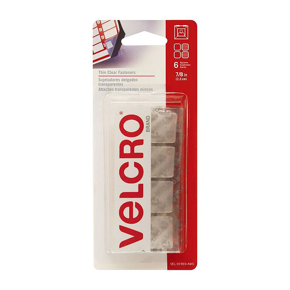 Velcro Square Fastener 6pk (Clear)