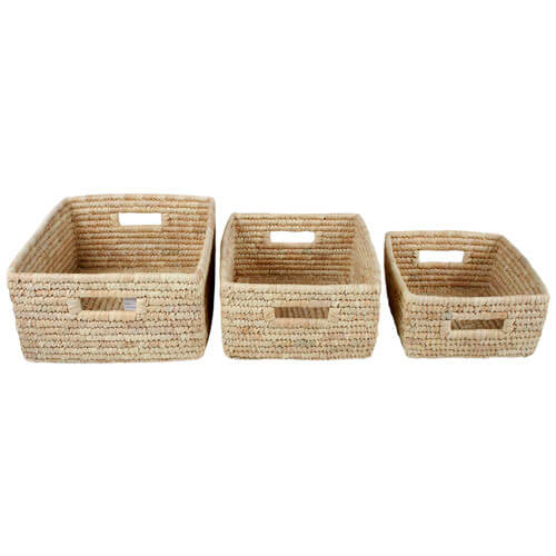 Erin 3 Sets of Rectangular Baskets with Handle (35x30x16cm)
