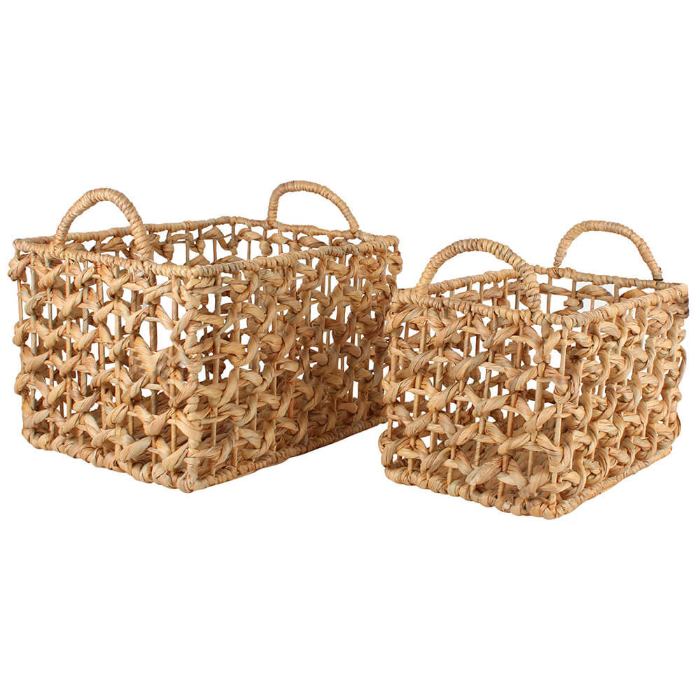 Haff Water Hyacinth Baskets Set of 2 (Large 40x30x25cm)