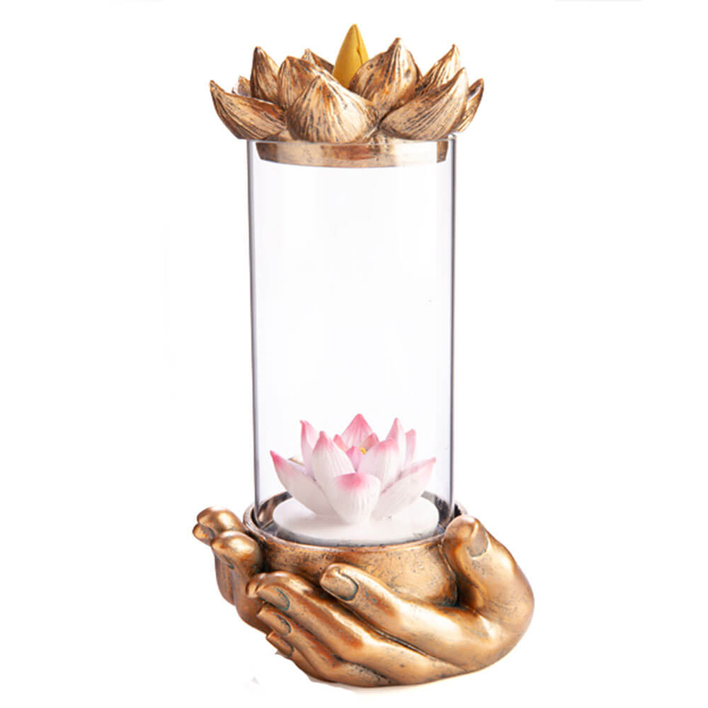 Lotus Glass Case LED Backflow Incense Burner