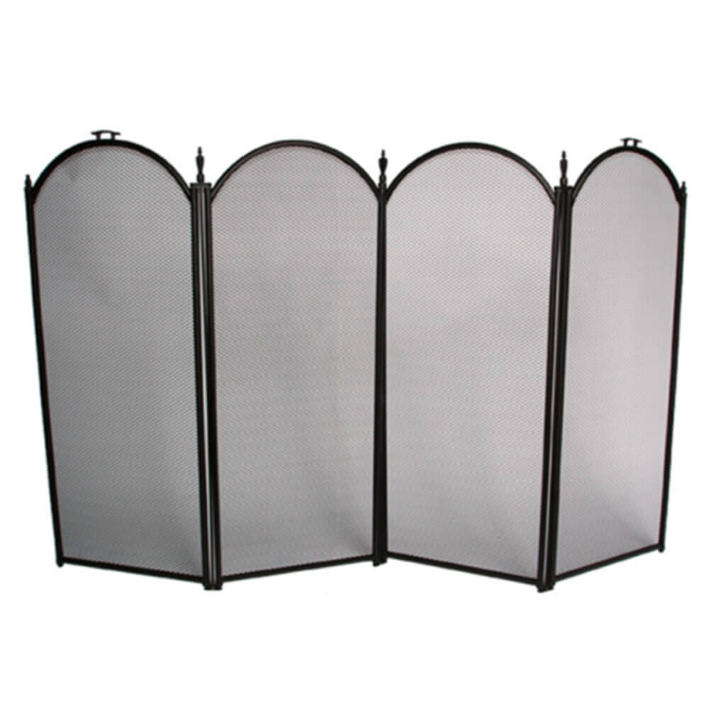 FireUp 4 Fold Black Steel Fire Screen 33cm Panels (77cm H)