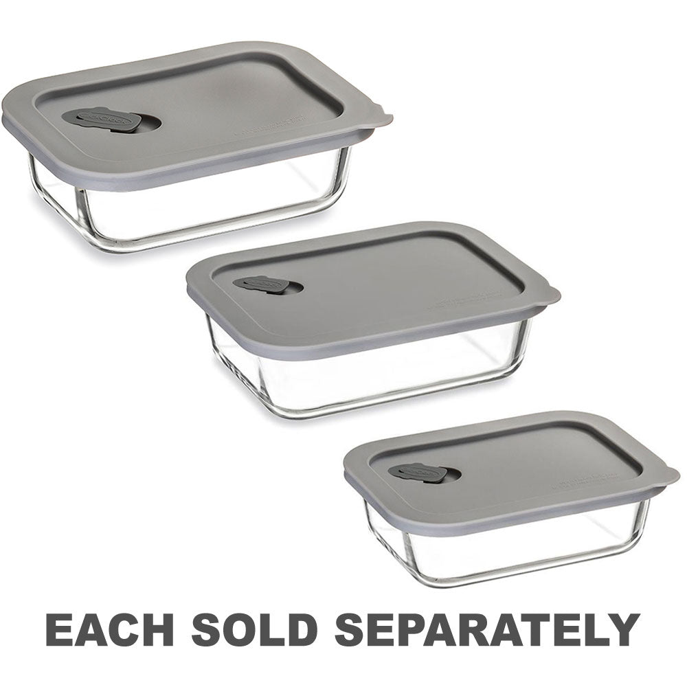 ClickClack Cook Rectangular Glass Container (Grey)