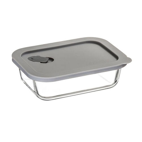 ClickClack Cook Rectangular Glass Container (Grey)