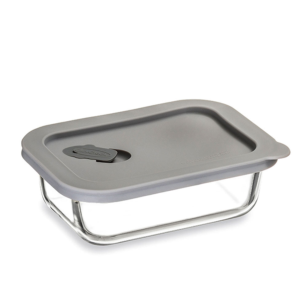 ClickClack Cook Rectangular Glass Container (Grey)