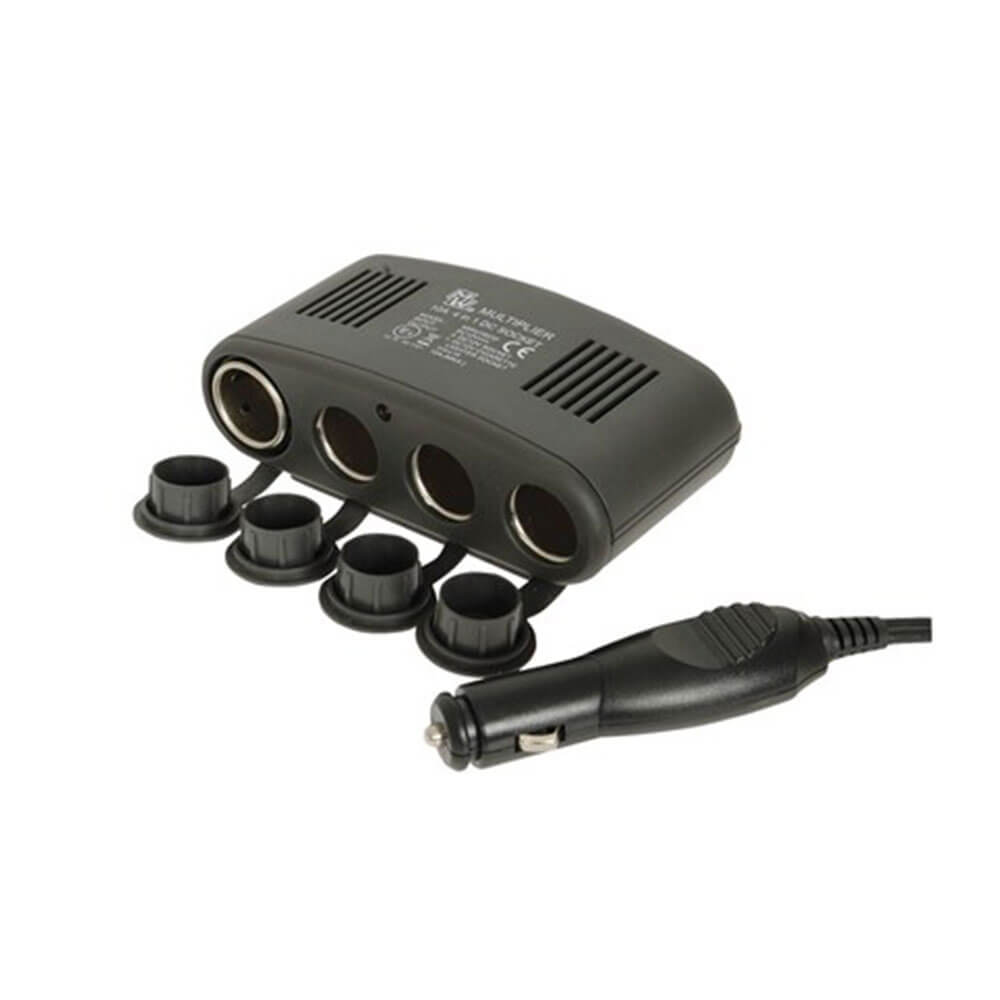 Car Cigarette Lighter Socket 4-Way Splitter with USB Port