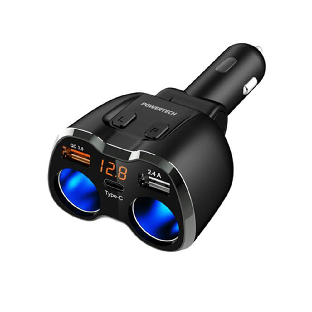 Dual Cigarette Lighter Adaptor w/ 3x USB Ports & Voltmeter