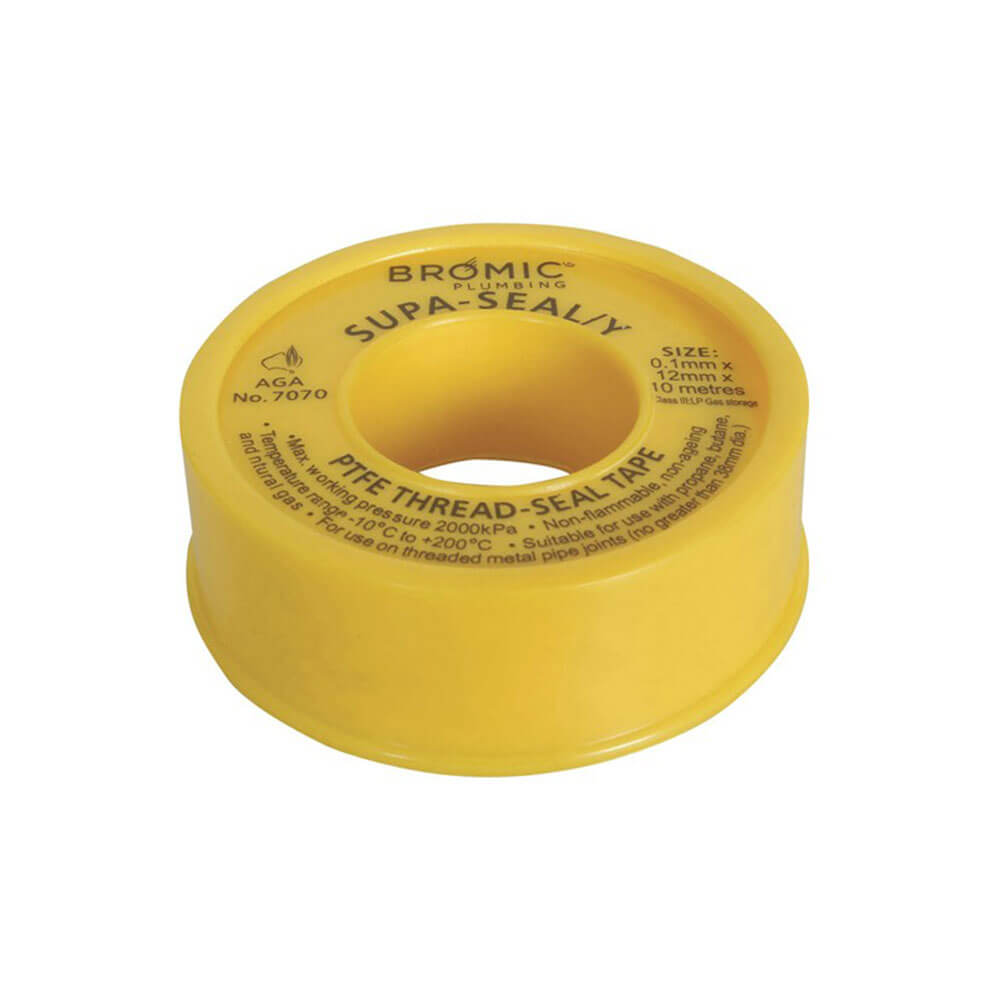 Bromic Gas Fitting Thread Tape Yellow (0.1x12mmx10m)