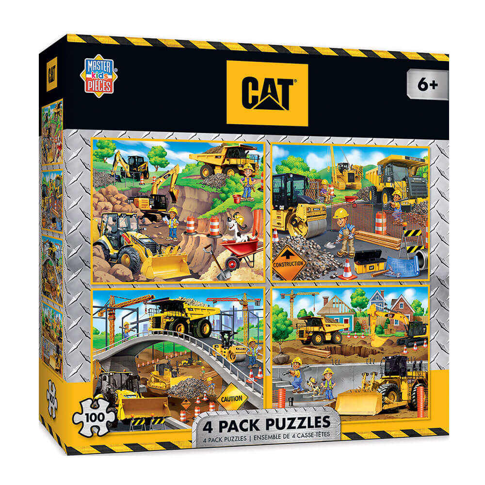 Masterpieces Puzzle CAT Caterpillar Puzzle 4 Pack (100 pcs)