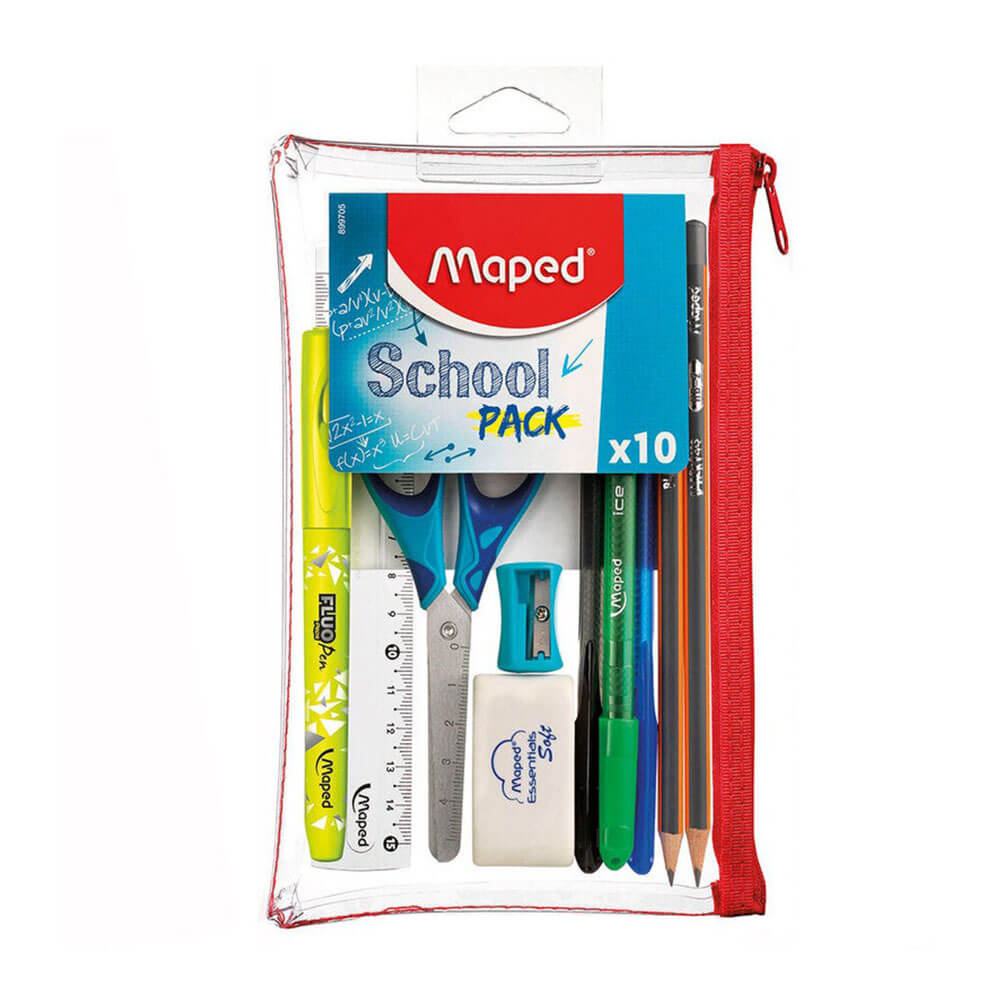 Maped Pencil Case Student Kit 10pcs Transparent