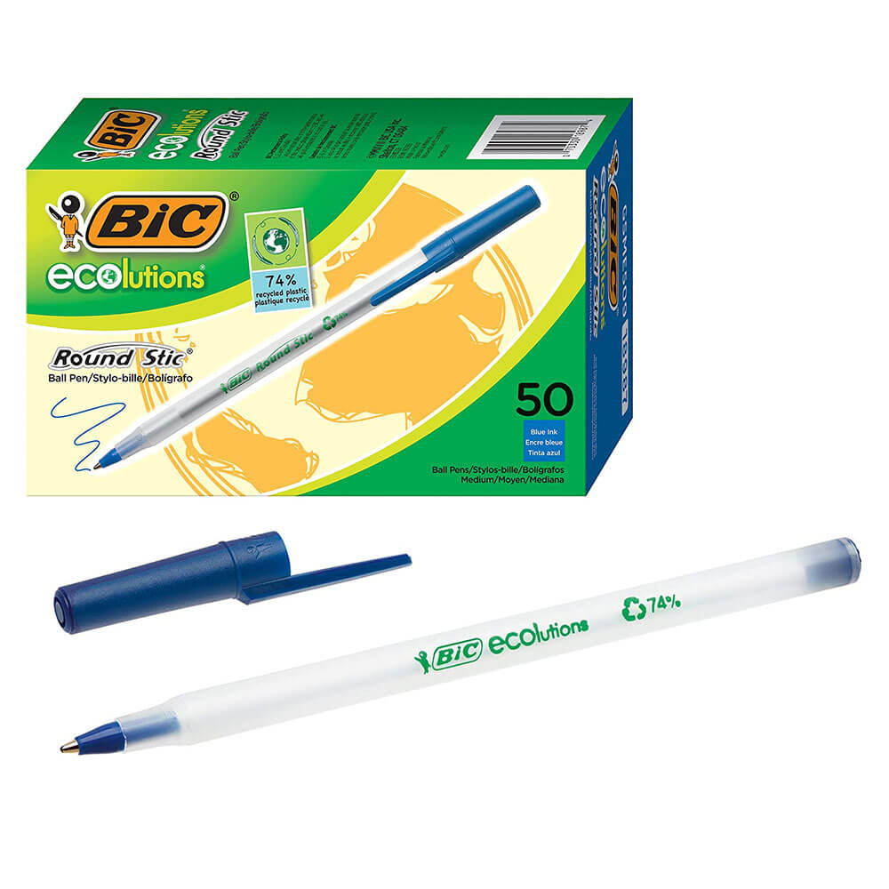 Bic Ecolutions Round Stic Ballpoint Pen 1.0mm 50pk