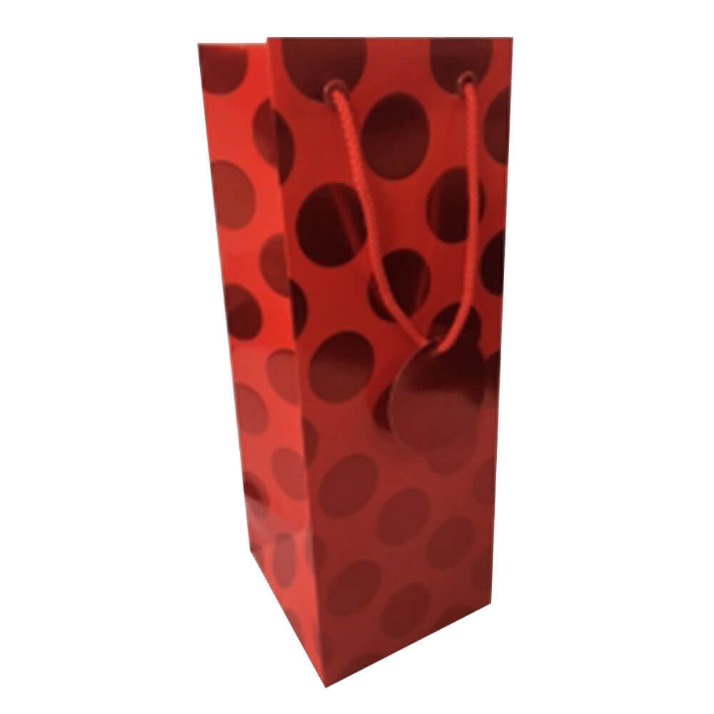 Ozcorp Foil Dot Bottle Gift Bag (Red)